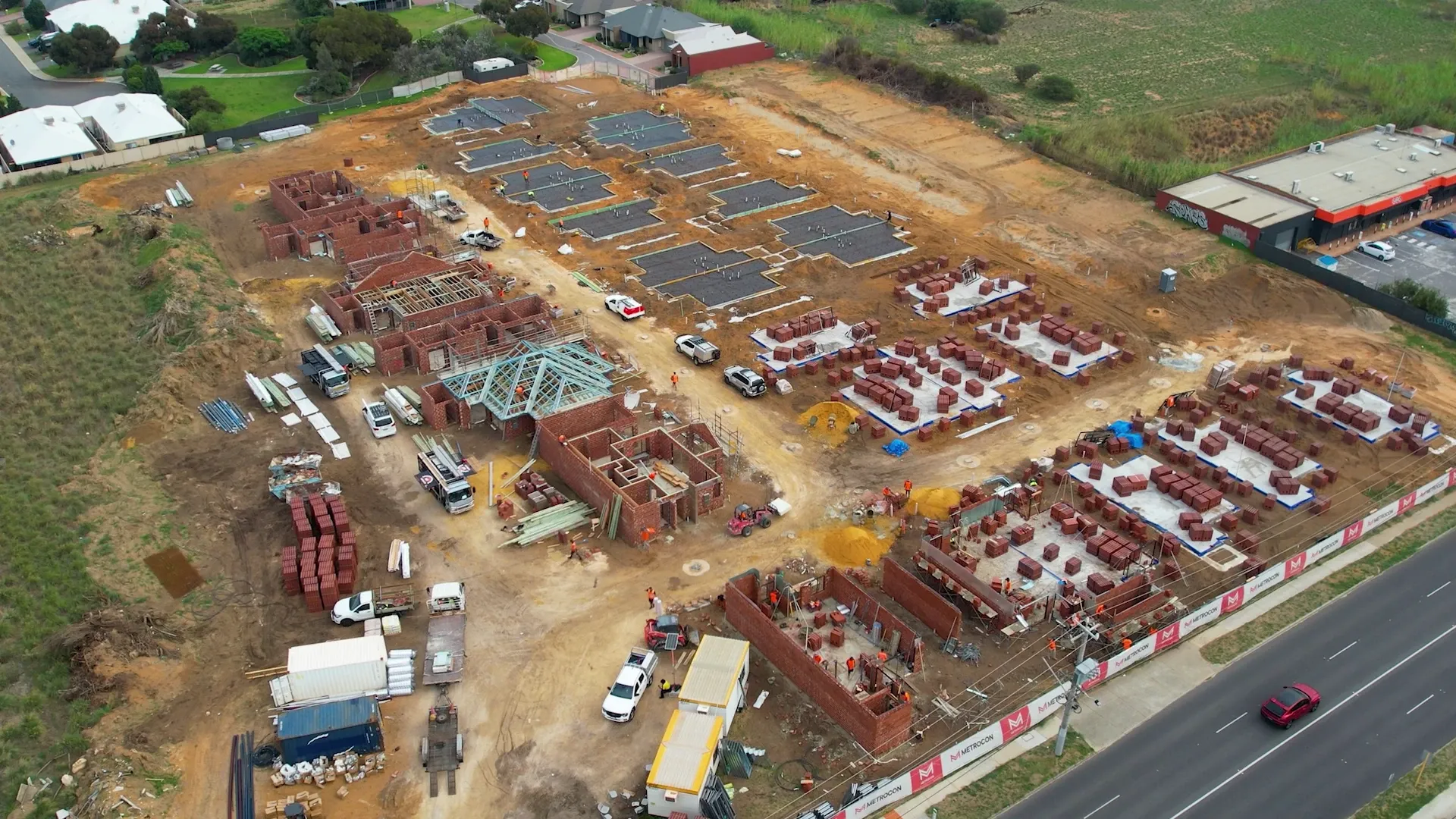 Drone shot of Mell Gardens Stage 2 under early construction